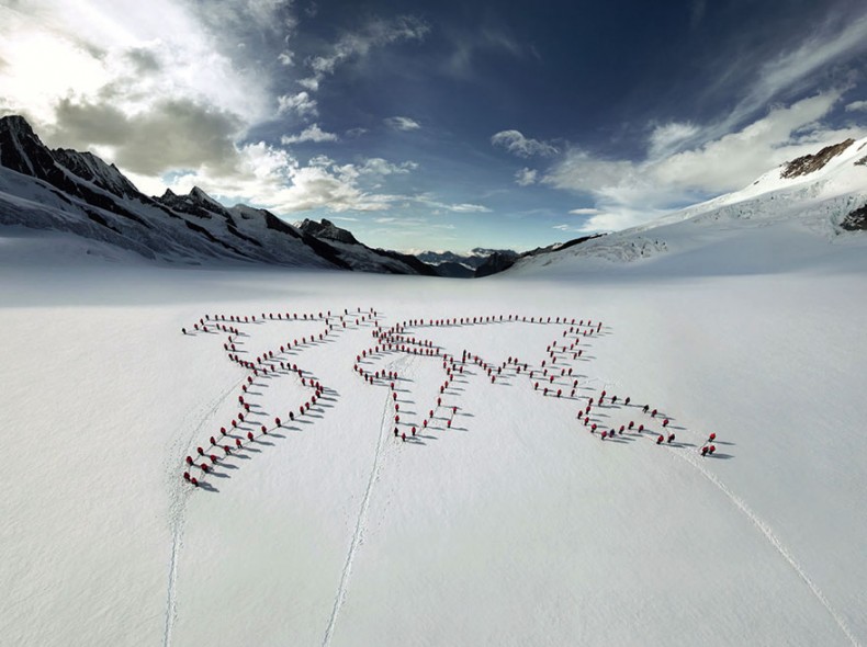 Beautiful Landscapes Created on The Alps Involving Hundreds of Mountain Climbers