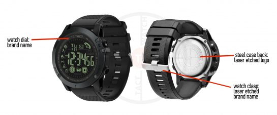 T1 Tact Watch Co Display of Authentic Markings on Midnight Diamond tactical Smartwatch