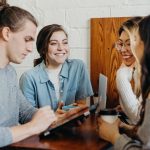 A group of friends at a coffee shop