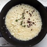 rice on black ceramic bowl