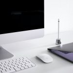 silver iMac, keyboard, and mouse