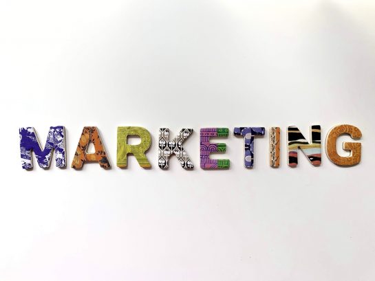 multicolored marketing freestanding letter