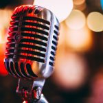 bokeh photography of condenser microphone