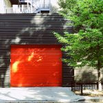 red closed door shutter