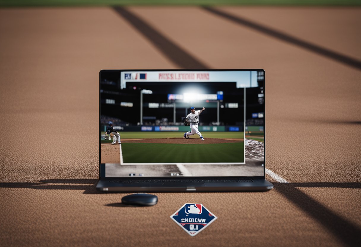 The MLB The Show 23 logo displayed across multiple gaming platforms with a stream of comments and updates from the community