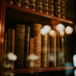 books in glass bookcase