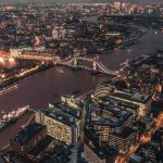 aerial view of city during dawn