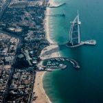 aerial photography of Burj Al-Arab near seashore