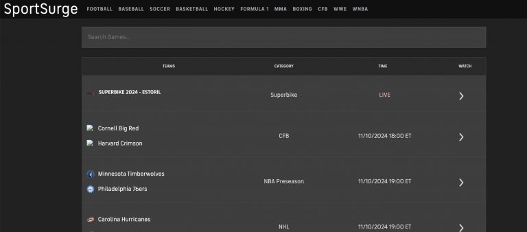 Sportsurge - free sports streaming website